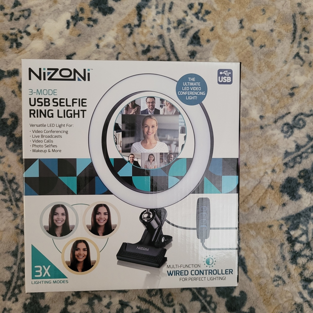 USB Selfie Ring Light - Black and White